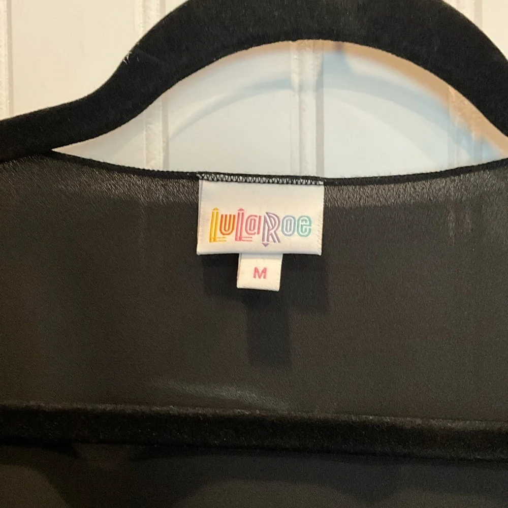 ❄️ LuLaRoe | Shirley Black Kimono Cardigan with Embroidered Trim Medium